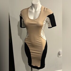 Ohne Titel Beige and Black Panel Mini Dress